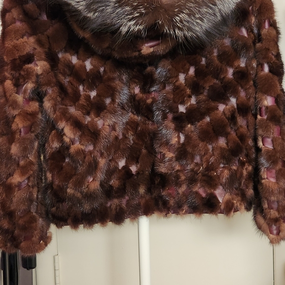NWT Genuine Mink Fur Real Fox Fur Leather Coat  Only One Available - Picture 10 of 13